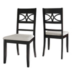 Chaise de salle à manger en bois massif blanc / marron / gris / noir, rembourrée, lot de 2