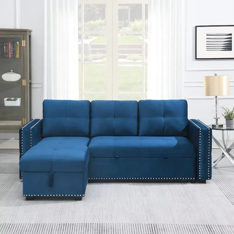 Canapé convertible d'angle moderne réversible avec méridienne de rangement