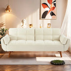Canapé-lit futon de 75,39 pouces, canapé-lit pliant convertible inclinable pour salon avec 2 oreillers/accoudoirs