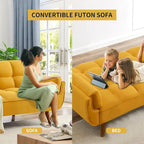Canapé-lit futon de 75,39 pouces, canapé-lit pliant convertible inclinable pour salon avec 2 oreillers/accoudoirs