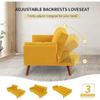 Canapé-lit futon de 75,39 pouces, canapé-lit pliant convertible inclinable pour salon avec 2 oreillers/accoudoirs