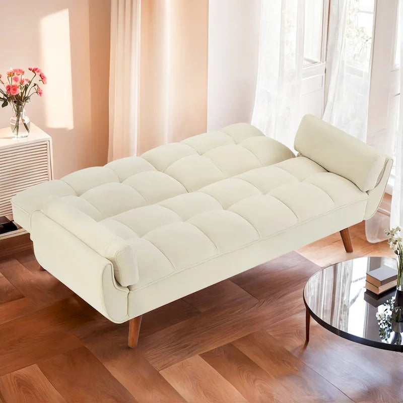 Canapé-lit futon de 75,39 pouces, canapé-lit pliant convertible inclinable pour salon avec 2 oreillers/accoudoirs