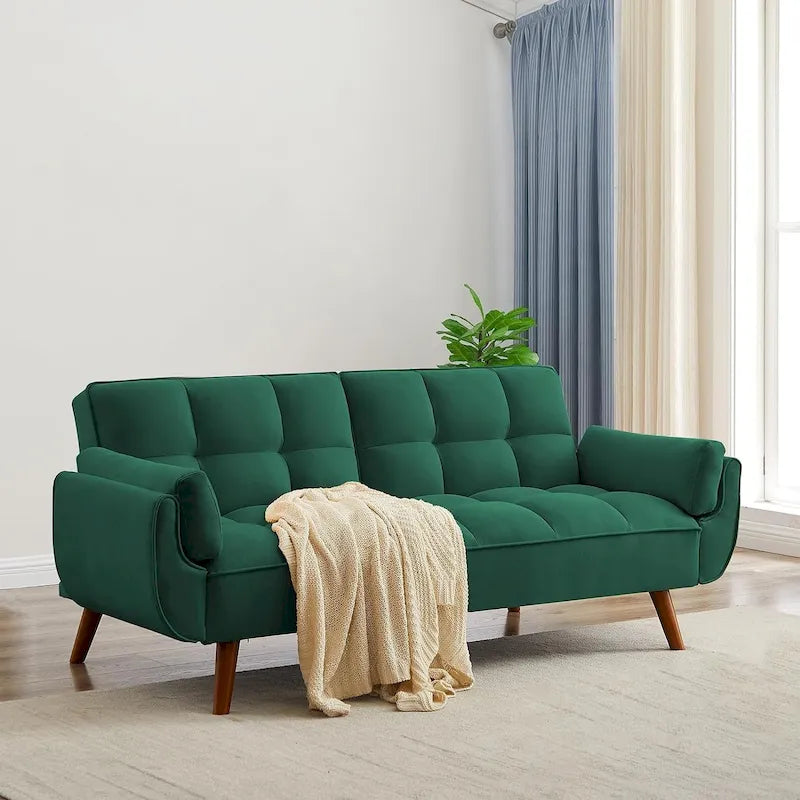 Canapé-lit futon de 75,39 pouces, canapé-lit pliant convertible inclinable pour salon avec 2 oreillers/accoudoirs