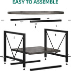 Table basse ronde à 2 niveaux avec étagère – Gris / Marron / Noir / Blanc / Bois