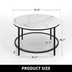 Table basse ronde à 2 niveaux avec étagère – Gris / Marron / Noir / Blanc / Bois