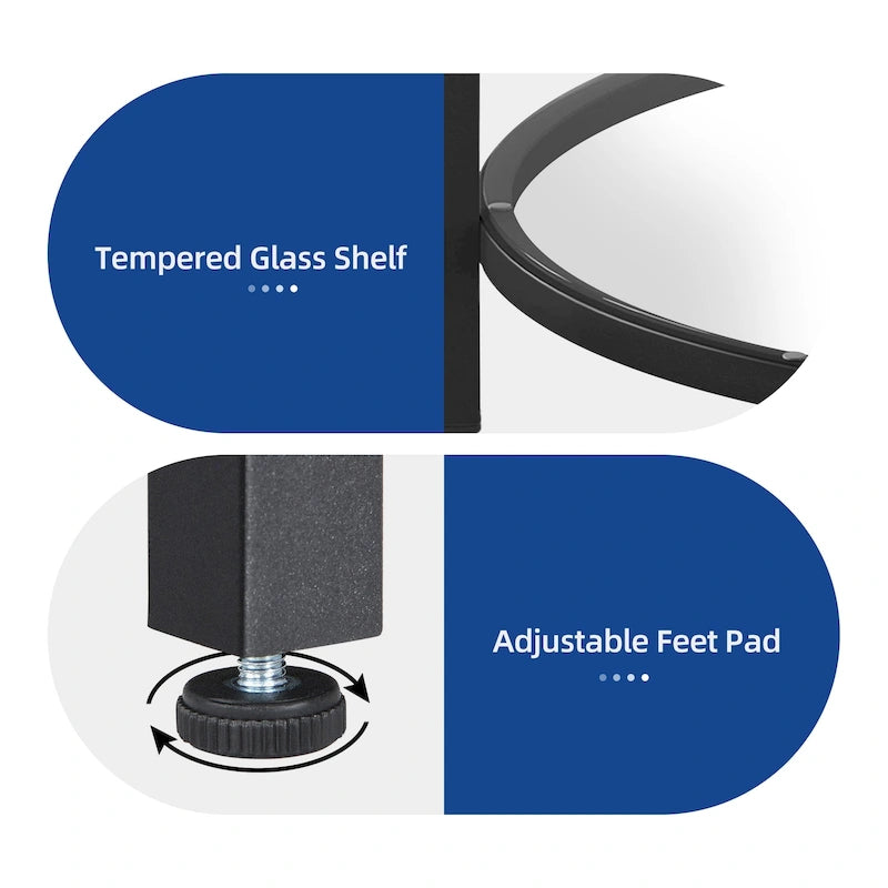 Table basse ronde à 2 niveaux avec étagère – Gris / Marron / Noir / Blanc / Bois