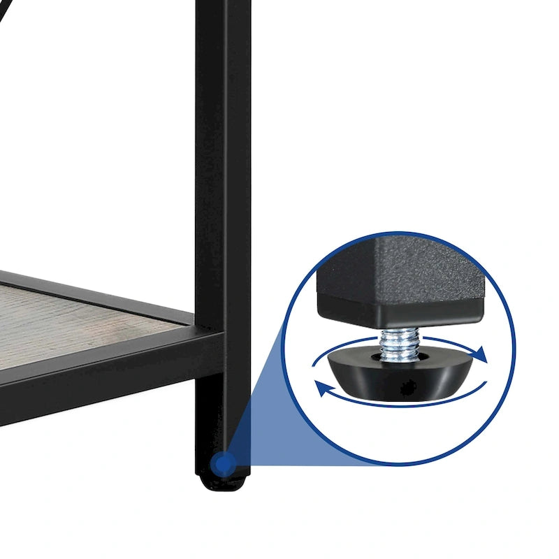 Table basse ronde à 2 niveaux avec étagère – Gris / Marron / Noir / Blanc / Bois