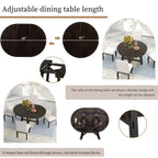 Table de salle à manger ronde et extensible de style ferme en bois avec 16 rallonges
