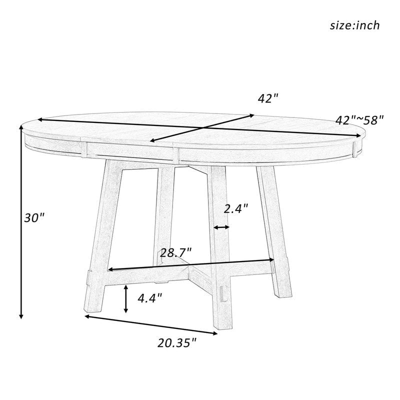 Table de salle à manger ronde et extensible de style ferme en bois avec 16 rallonges