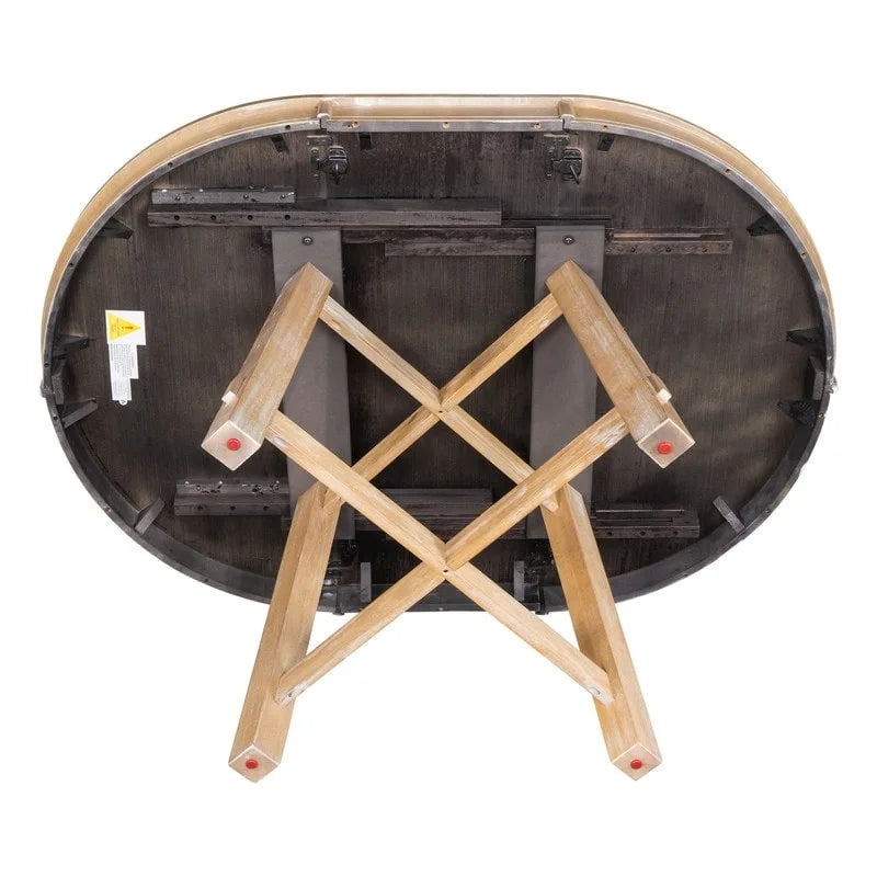 Table de salle à manger ronde et extensible de style ferme en bois avec 16 rallonges
