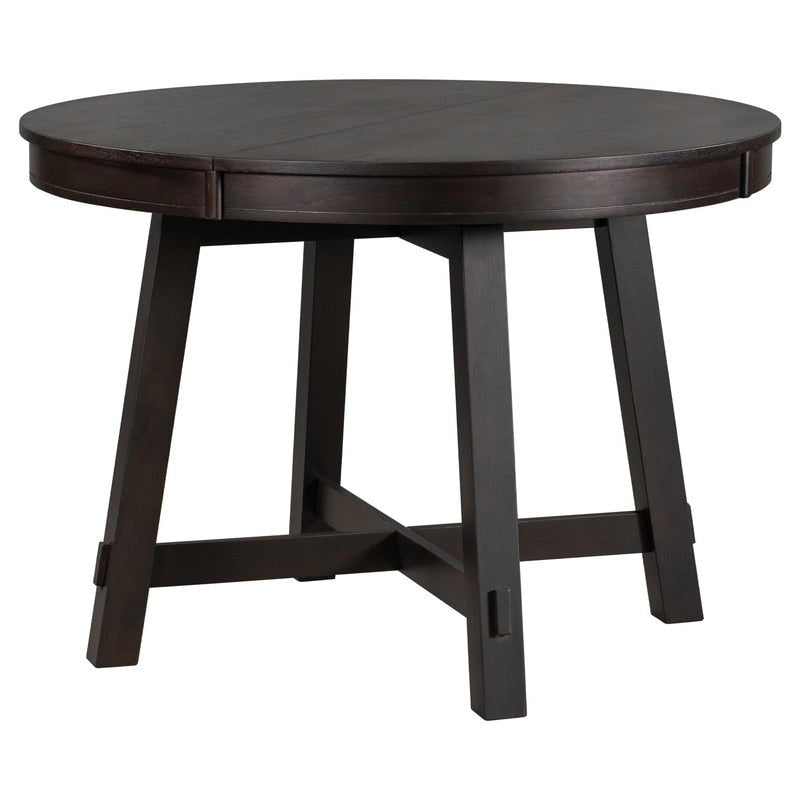 Table de salle à manger ronde et extensible de style ferme en bois avec 16 rallonges