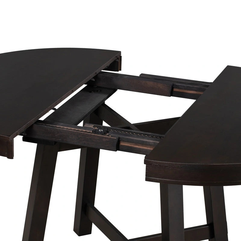 Table de salle à manger ronde et extensible de style ferme en bois avec 16 rallonges