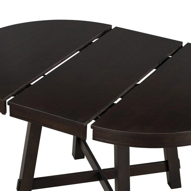 Table de salle à manger ronde et extensible de style ferme en bois avec 16 rallonges