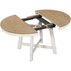 Table de salle à manger ronde et extensible de style ferme en bois avec 16 rallonges