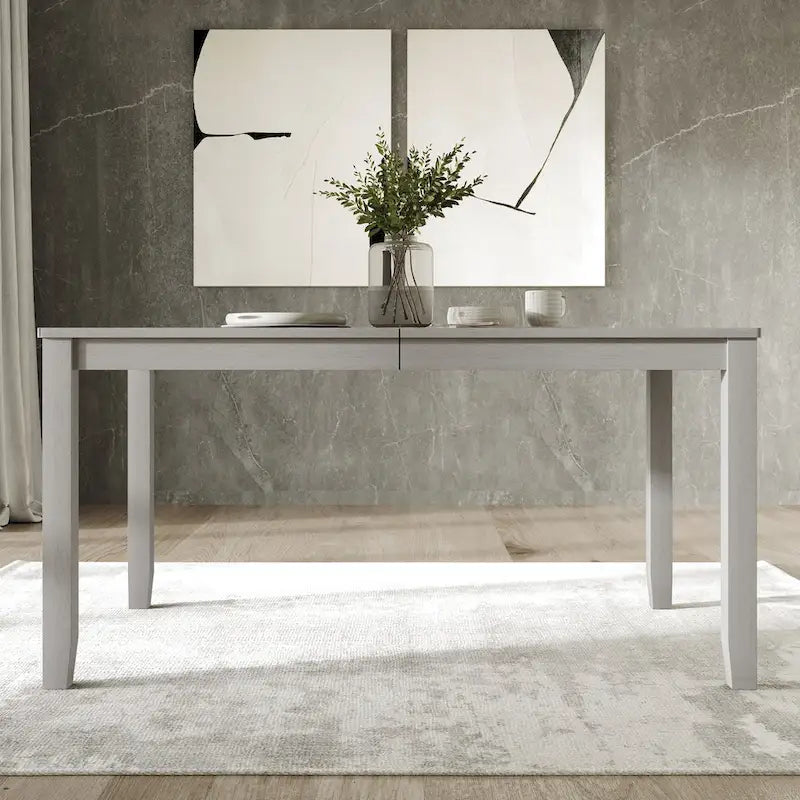 Table de salle à manger rectangulaire minimaliste en placage de bois avec pieds en bois robustes