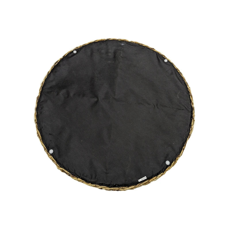 Table basse ronde tambour en abaca tressé naturel et marron