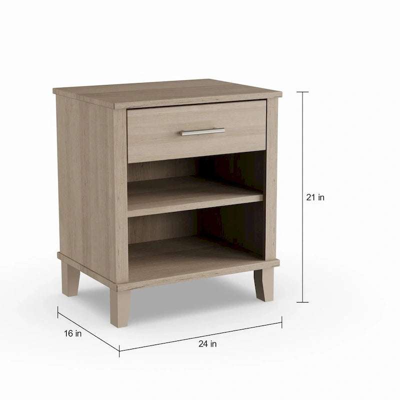 Ensemble de chambre double/grand lit – Gris cendré / Gris orage / Gris platine / Noyer frais | Transitionnel | 3 pièces