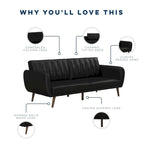 Canapé-lit convertible 2 places en similicuir noir / camel