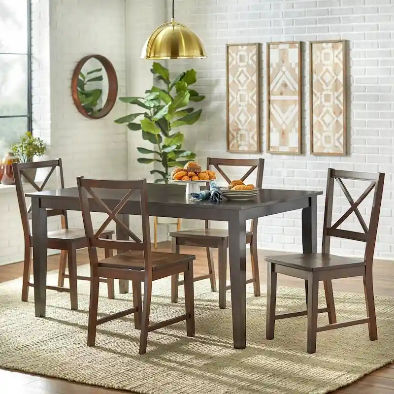 Simple Living Cross-Back Espresso Dining Set