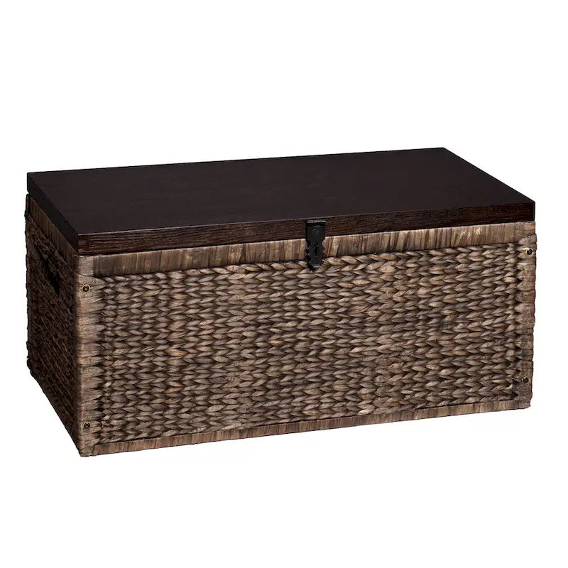 Table basse coffre de rangement en osier expresso