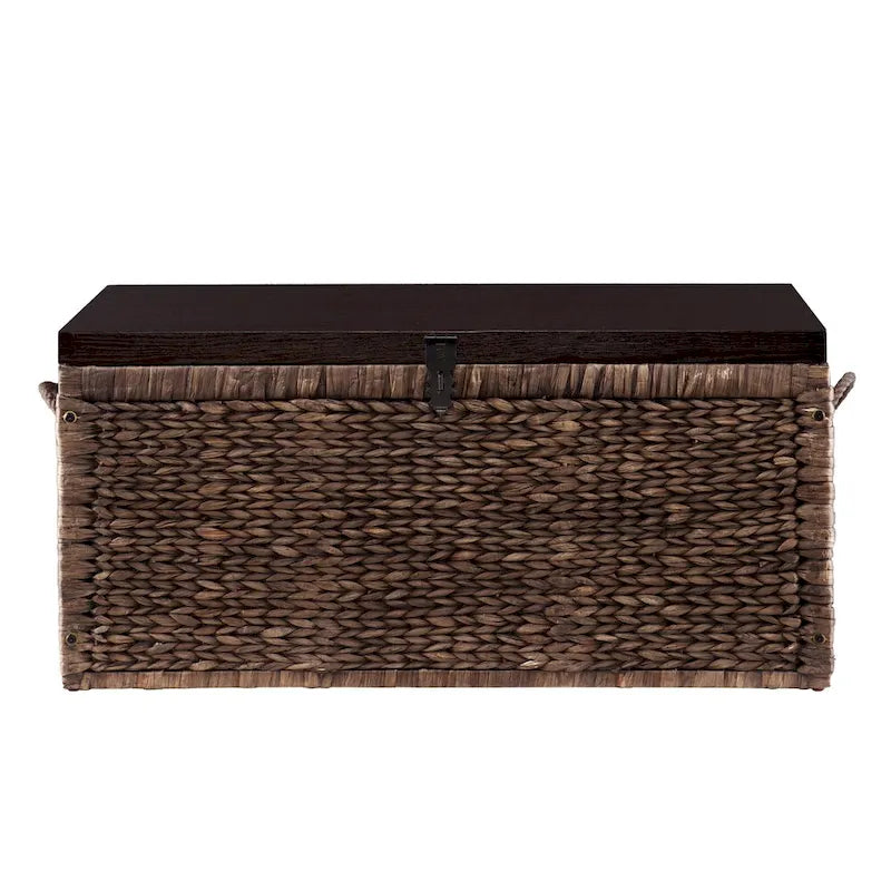 Table basse coffre de rangement en osier expresso