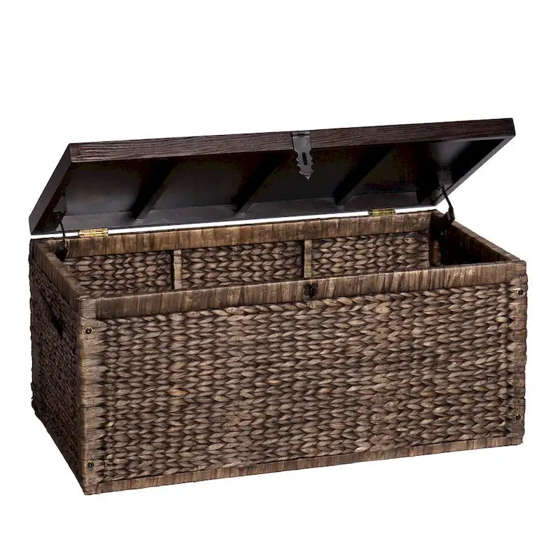 Table basse coffre de rangement en osier expresso