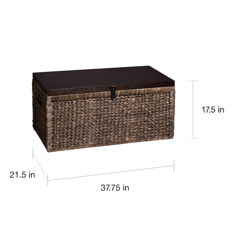 Table basse coffre de rangement en osier expresso