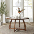Table de salle à manger ronde en bois style Mid-Century moderne avec piétement croisé