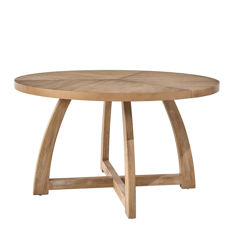 Table de salle à manger ronde en bois style Mid-Century moderne avec piétement croisé