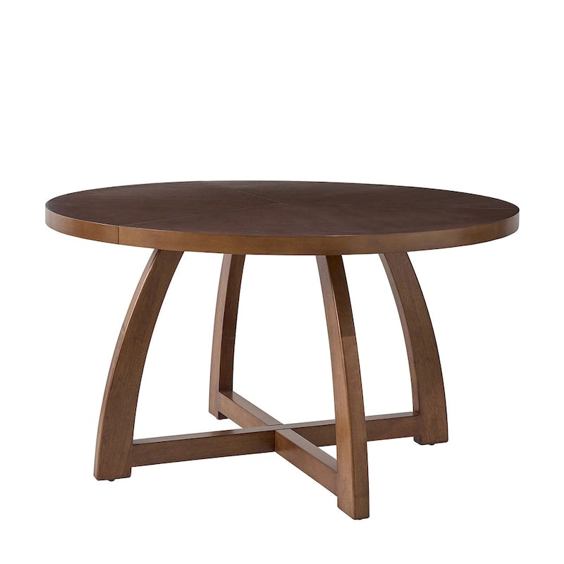 Table de salle à manger ronde en bois style Mid-Century moderne avec piétement croisé