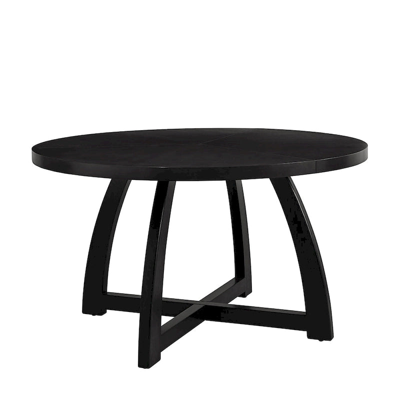 Table de salle à manger ronde en bois style Mid-Century moderne avec piétement croisé