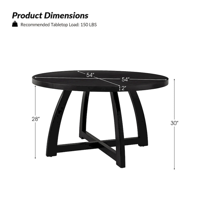 Table de salle à manger ronde en bois style Mid-Century moderne avec piétement croisé