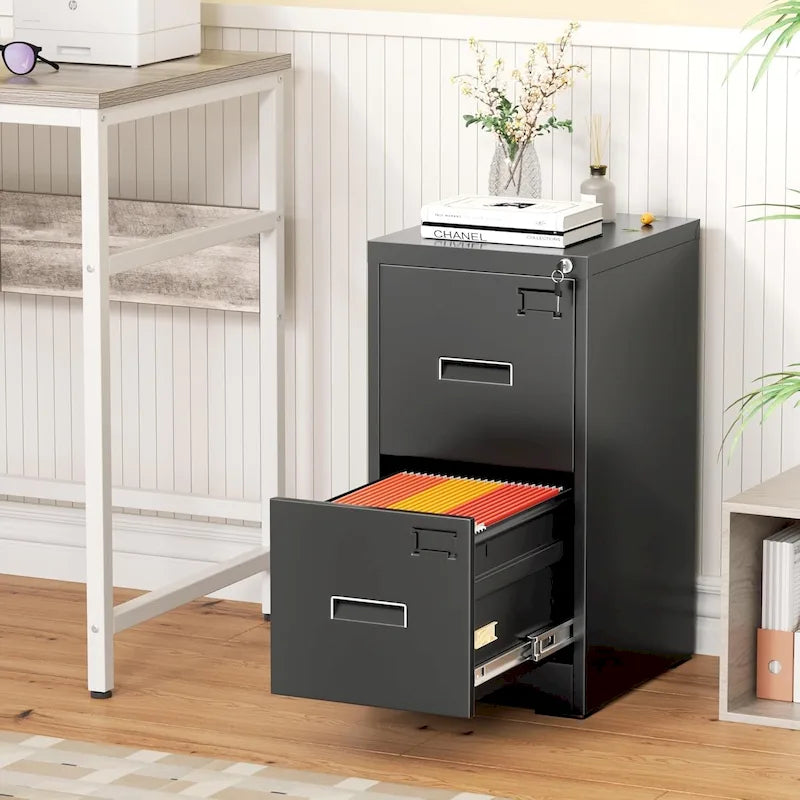 Classeur vertical à 2 tiroirs avec serrure pour le bureau à domicile