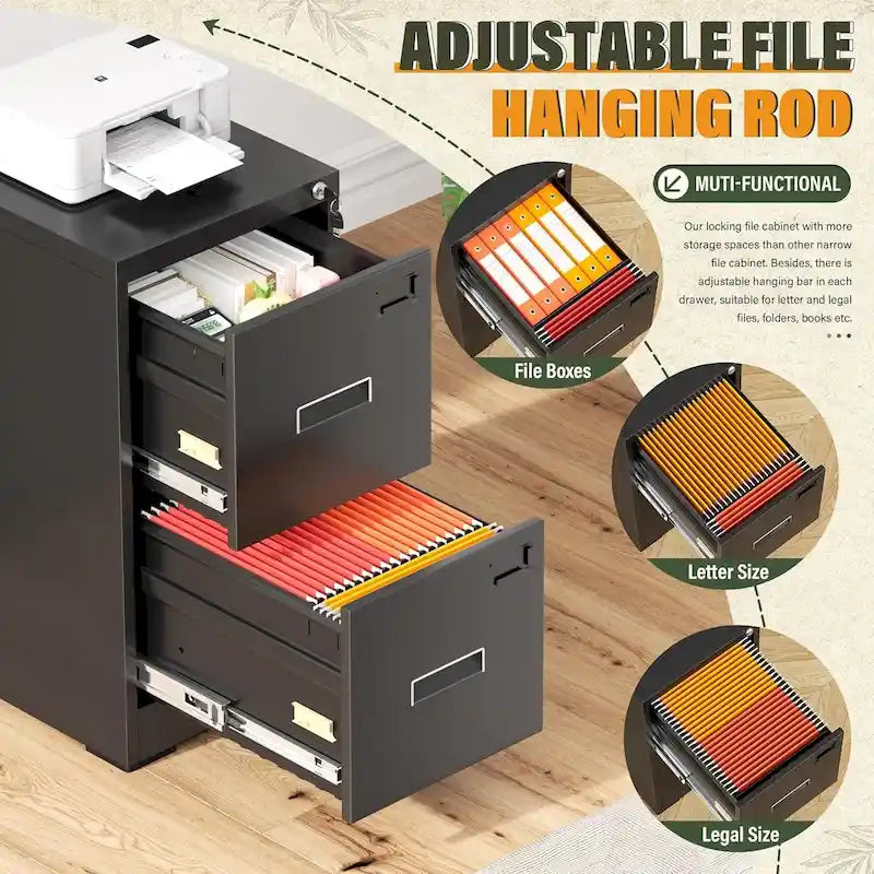 Classeur vertical à 2 tiroirs avec serrure pour le bureau à domicile
