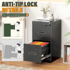 Classeur vertical à 2 tiroirs avec serrure pour le bureau à domicile