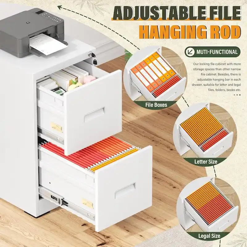 Classeur vertical à 2 tiroirs avec serrure pour le bureau à domicile