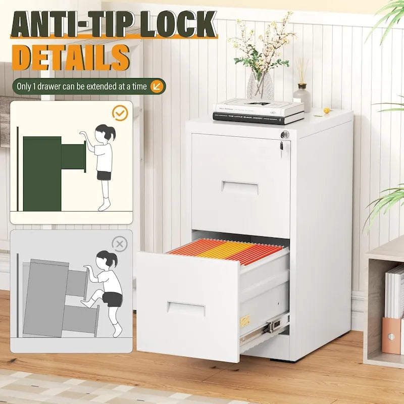 Classeur vertical à 2 tiroirs avec serrure pour le bureau à domicile