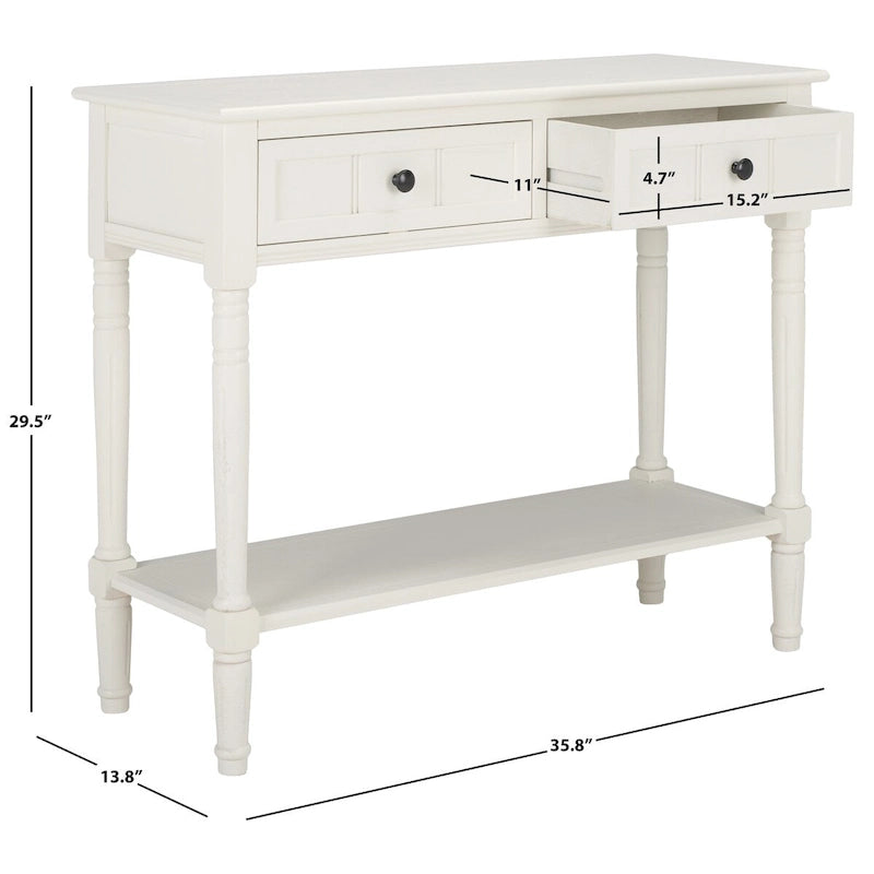 Console 2 tiroirs – Finition vieillie, 5 couleurs, 91 cm L (1 utilisateur)