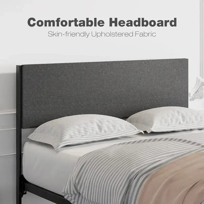 Lit avec 2 tiroirs de rangement et tête de lit capitonnée