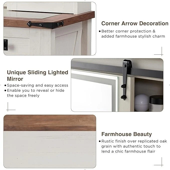 Coiffeuse de ferme, coiffeuse avec tabouret inclus