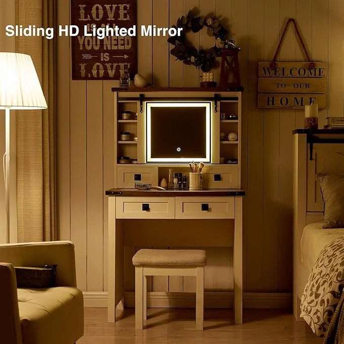 Coiffeuse de ferme, coiffeuse avec tabouret inclus