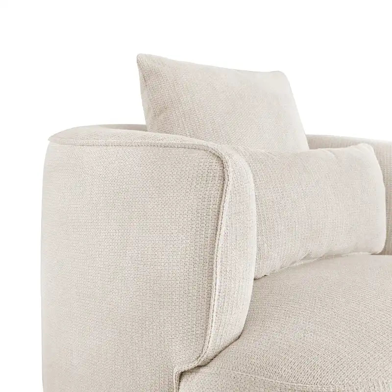 Fauteuil d'appoint moderne pivotant en forme de tonneau avec accoudoirs rembourrés incurvés