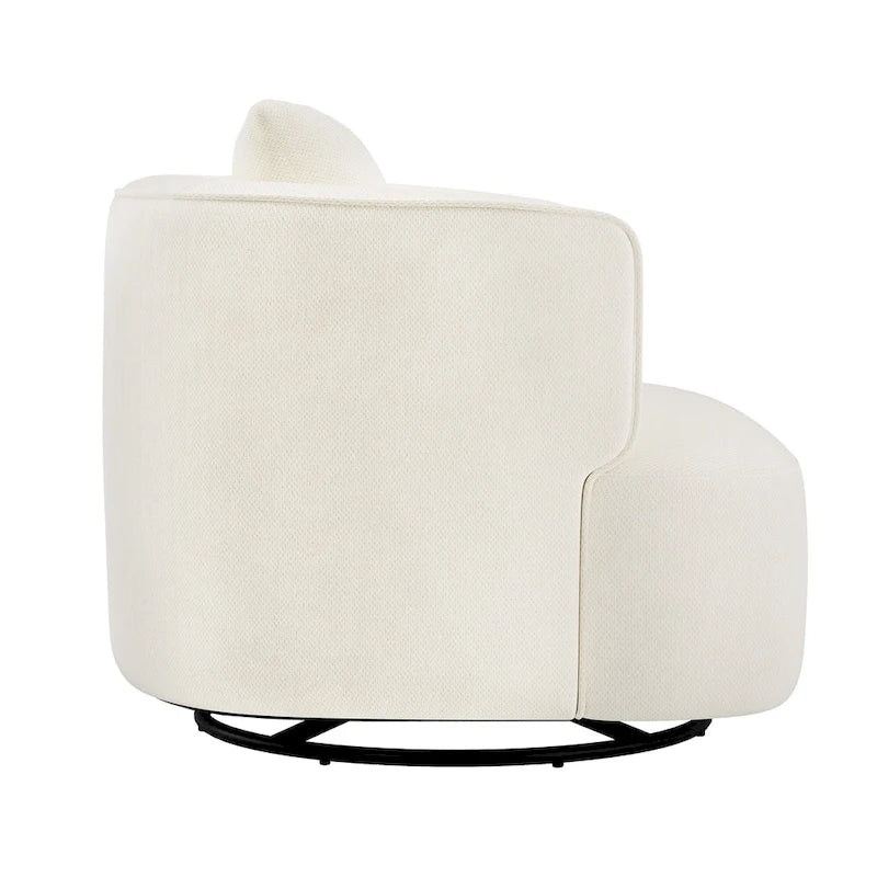 Fauteuil d'appoint moderne pivotant en forme de tonneau avec accoudoirs rembourrés incurvés