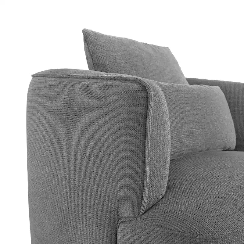 Fauteuil d'appoint moderne pivotant en forme de tonneau avec accoudoirs rembourrés incurvés