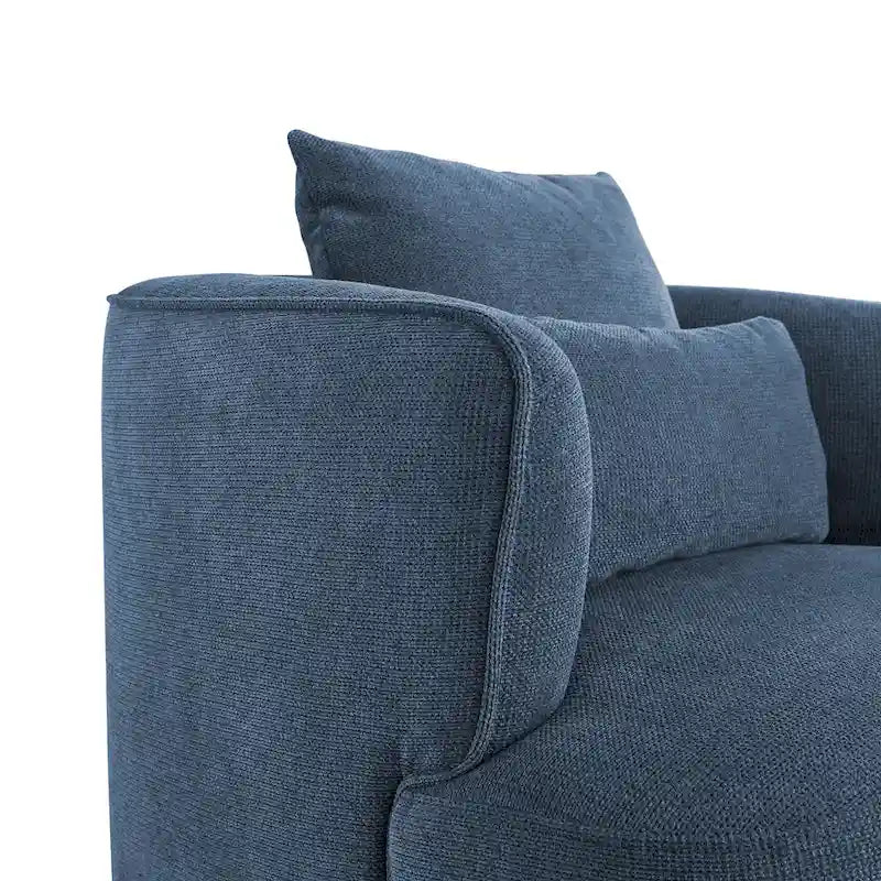 Fauteuil d'appoint moderne pivotant en forme de tonneau avec accoudoirs rembourrés incurvés