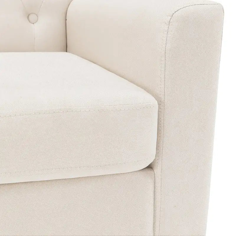 Fauteuil d'appoint moderne en lin capitonné avec pieds fuselés en bois