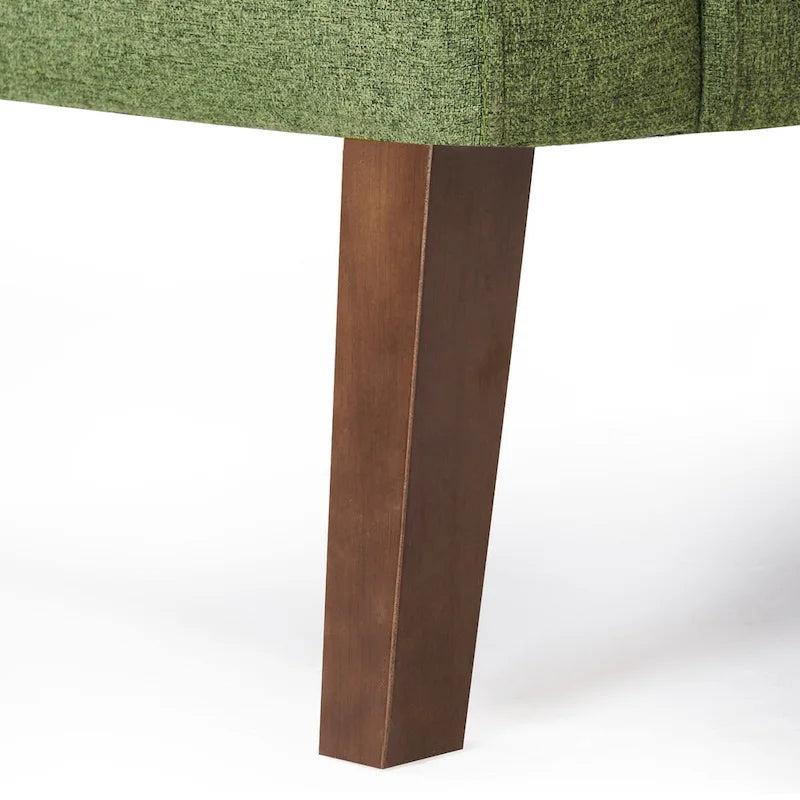 Fauteuil d'appoint moderne en lin capitonné avec pieds fuselés en bois
