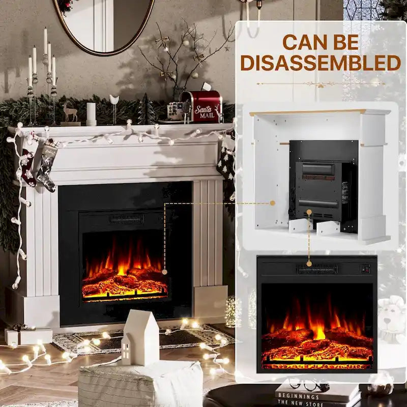 Cheminée électrique avec manteau de 43 po, insert de cheminée électrique de 18 po