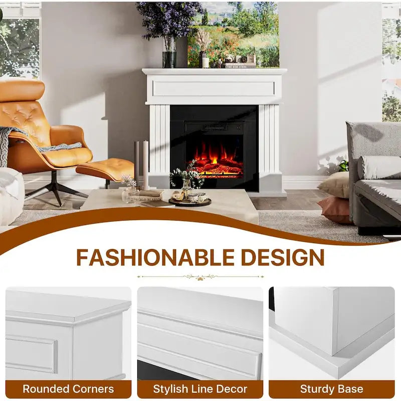 Cheminée électrique avec manteau de 43 po, insert de cheminée électrique de 18 po