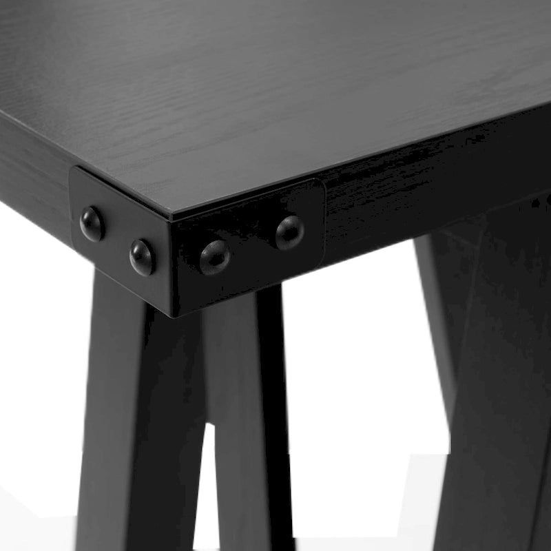 Console d'entrée rustique étroite avec étagère à lattes et pieds en A